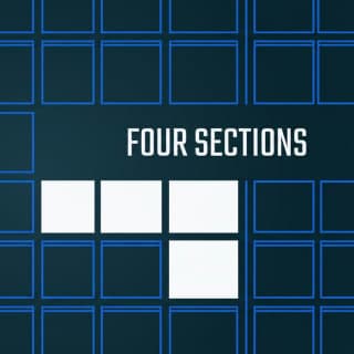 A calendar grid of outlined squares with exactly four filled solid, labelled four sections