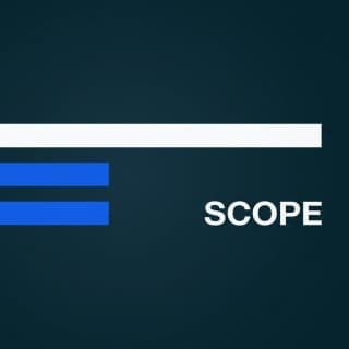 Three centred horizontal bars of differing lengths, the top one longest and brightest, labelled scope